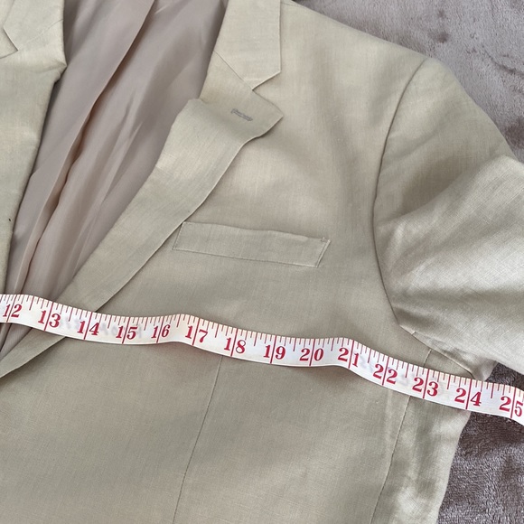 ANDREW FEZZA Men Two Button Linen Blazer Jacket 42L Dress Blazer Tan Beige Cream - Picture 12 of 16